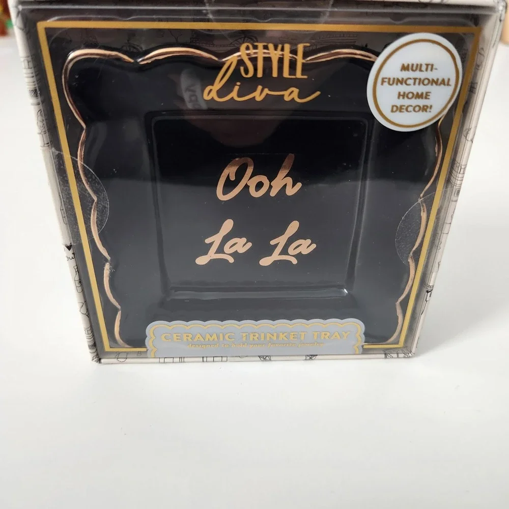 Ooh La La Ceramic Trinket Tray Jewelry Dish Home Decor NWT